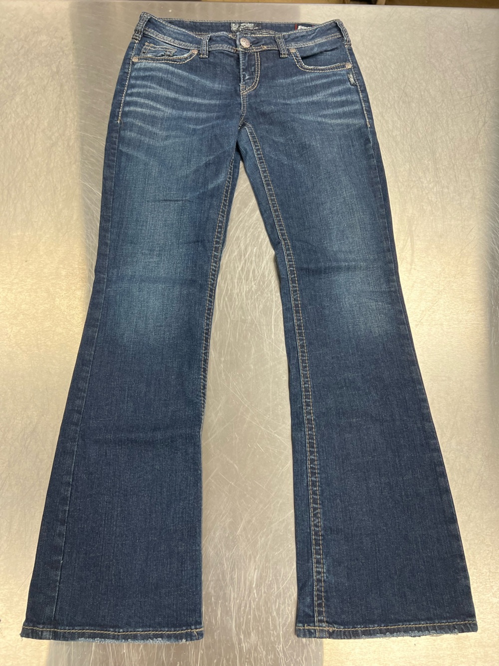 Silver Jeans Aiko Dark Blue Super Stretch Y2K Subtle Flare Jeans Women’s 31W/33L